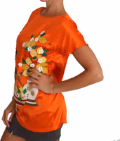 Silk Orange Lemon Crystal T-shirt Top 4