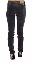 Grey Washed Low Waist Zipper Side Skinny Denim Jeans 4