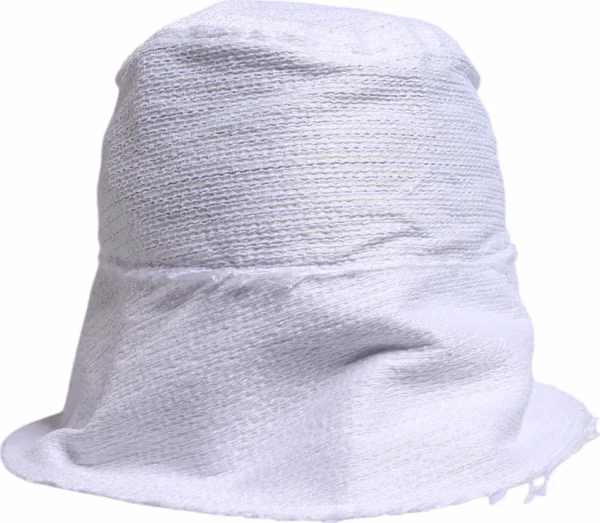 White Polyester Wide Brim Bucket Hat