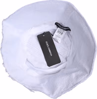White Polyester Wide Brim Bucket Hat 4