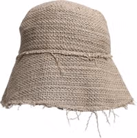 Beige Linen Wide Brim Bucket Hat 1