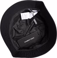 Black Cotton Wide Brim Bucket Hat 5
