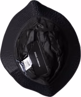 Black Cotton Wide Brim Bucket Hat 4