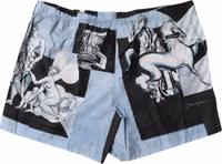Blue Statue Print Cotton Mens Shorts 2