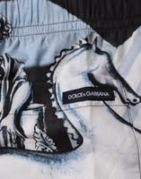 Blue Statue Print Cotton Mens Shorts 4