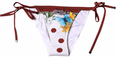 White Floral Print Swimsuit Bikini Bottom Swimwear
