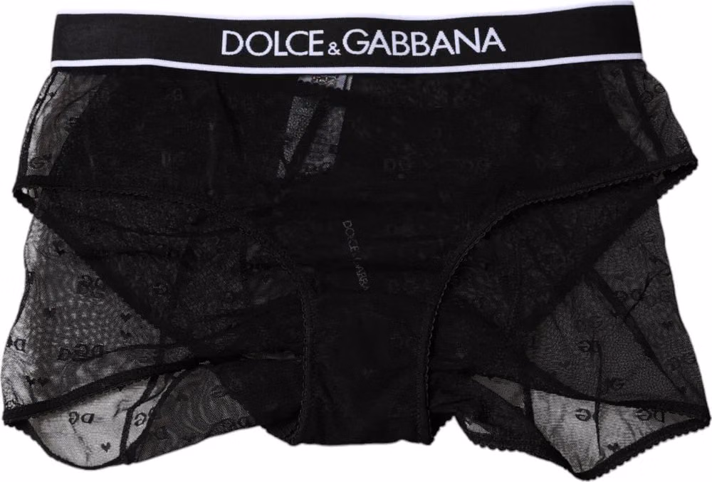 Black Tulle Nylon Mid Waist Panty Underwear