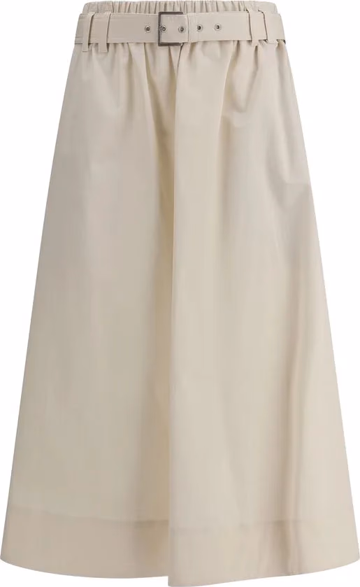 Cream Wide Long Skirt