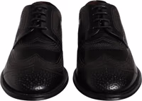 Black Embroidered Classic Leather Derby Dress Shoes 1