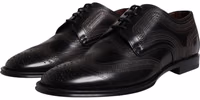 Black Embroidered Classic Leather Derby Dress Shoes 2