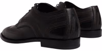 Black Embroidered Classic Leather Derby Dress Shoes 3