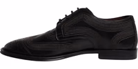 Black Embroidered Classic Leather Derby Dress Shoes 4