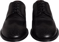 Black Embroidered Classic Leather Derby Dress Shoes 1