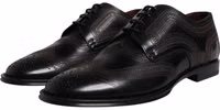 Black Embroidered Classic Leather Derby Dress Shoes 2