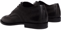 Black Embroidered Classic Leather Derby Dress Shoes 3