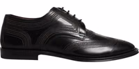 Black Embroidered Classic Leather Derby Dress Shoes 5