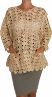 Beige Cardigan Crochet Knitted Raffia Sweater 2
