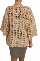 Beige Cardigan Crochet Knitted Raffia Sweater 4