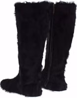 Black Xiangao Lamb Fur Leather Boots Shoes 4