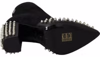 Black Suede Studded Heels Ankle Boots Shoes 4