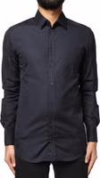 Dark Blue GOLD Cotton Long Sleeves Dress Shirt 1