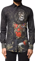 Black Royal Pet Portrait GOLD Dress Shirt 1