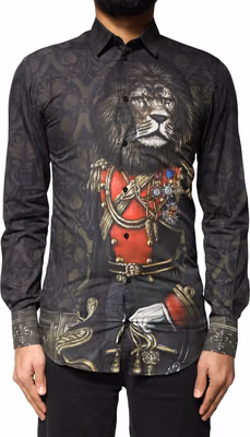 Black Royal Pet Portrait GOLD Dress Shirt