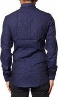 Blue Check Tartan GOLD Formal Dress Shirt 3