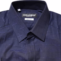 Blue Check Tartan GOLD Formal Dress Shirt 4