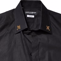 Black GOLD Cross Embellished Men Dress Shirt 4