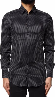 Black GOLD Patterned Cotton Men Dress Shirt