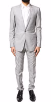 Light Gray Wool GOLD 2 Piece Formal Suit 1