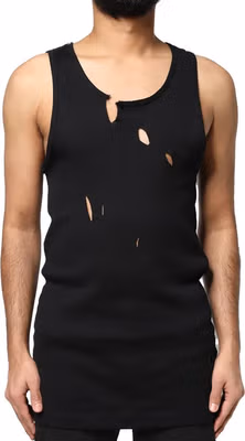 Black Cotton Rip Style Sleeveless Men Tank T-shirt