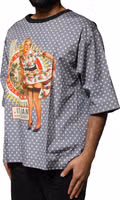 Gray Polka Dot Pin-Up Print Crew Neck T-shirt 2
