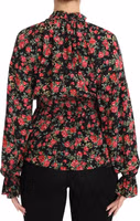 Black Rose Print Floral Shirt Top Blouse 1