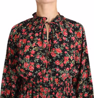 Black Rose Print Floral Shirt Top Blouse 2