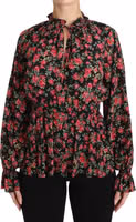 Black Rose Print Floral Shirt Top Blouse 4