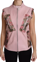 Pink Zippered Lamb Sleeveless Vest Leather Jacket 4