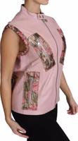 Pink Zippered Lamb Sleeveless Vest Leather Jacket 5