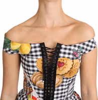 Black and White Corset Blouse Sicily Lemon Check Top 2