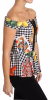 Black and White Corset Blouse Sicily Lemon Check Top 5