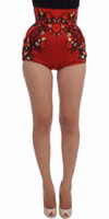 Red Silk Crystal Roses Shorts 3