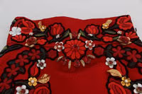 Red Silk Crystal Roses Shorts 5