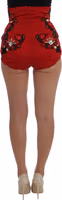 Red Silk Crystal Roses Shorts 1