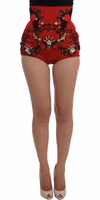 Red Silk Crystal Roses Shorts 3