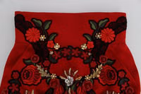 Red Silk Crystal Roses Shorts 5