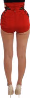 Red Silk Crystal Roses Shorts 1