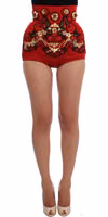 Red Silk Crystal Roses Shorts 3