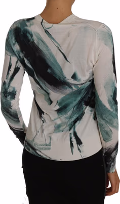 White Silk Cardigan Lightweight Paint Stroke Sweater