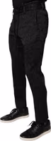 Black Brocade Polyester Skinny Dress Pants 2
